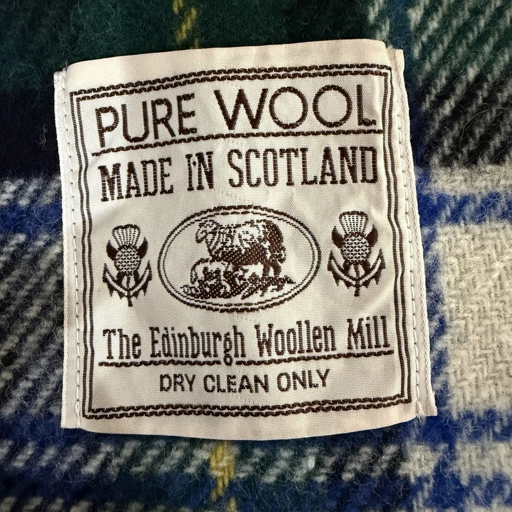 Vtg‎ Edinburgh Woollen Mill Pure Wool Blanket Throw Plaid Fringe 54 x76 Scotland